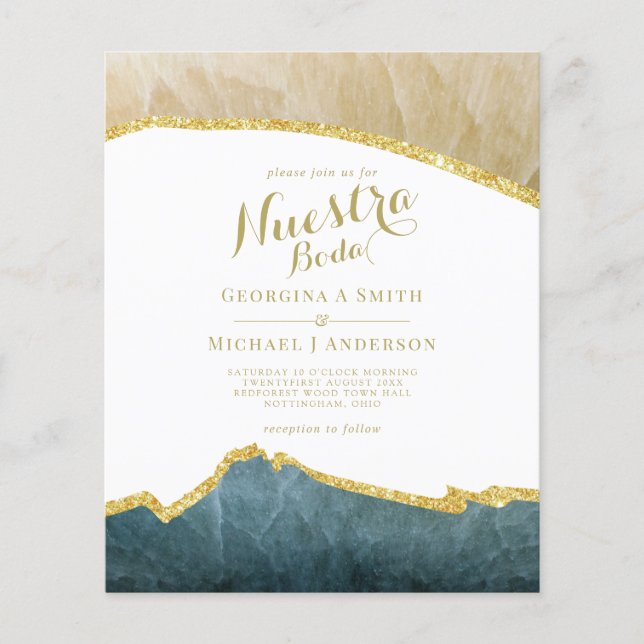 Nuestra Boda AGATE Gold Spanish Wedding INVITE (Front)
