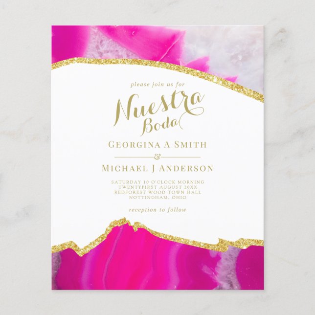 Nuestra Boda AGATE Gold Spanish Wedding INVITE (Front)