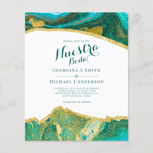 Nuestra Boda AGATE Gold Spanish Wedding INVITE (Front)