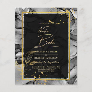 NUESTRA BODA Black Gold Ink Wedding INVITE