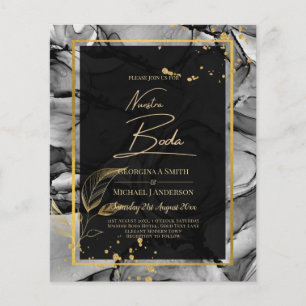 NUESTRA BODA Black Gold Ink Wedding INVITE Flyer