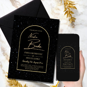 NUESTRA BODA BLACK GOLD Starry Night INVITE