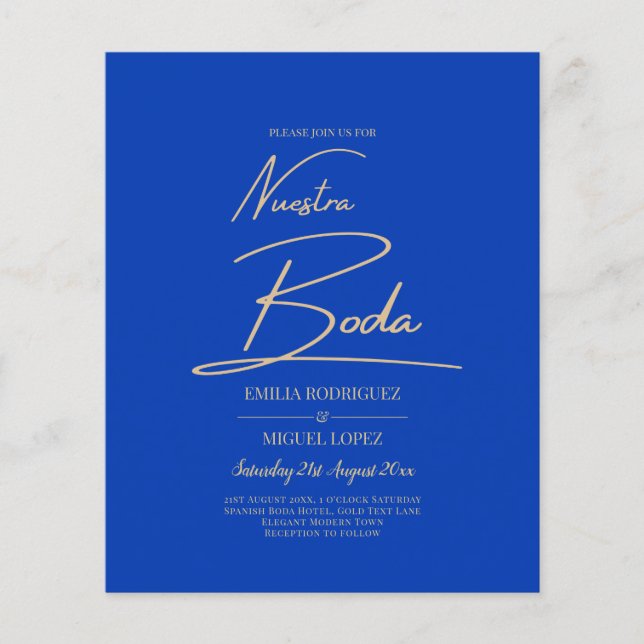NUESTRA BODA Blue Monochrome Wedding NVITE (Front)