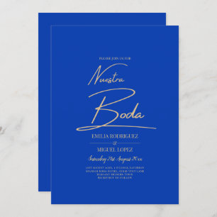 NUESTRA BODA Blue Monochrome Wedding NVITE Invitation