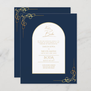 Nuestra Boda Budget Gold Accent Bilingual Invite