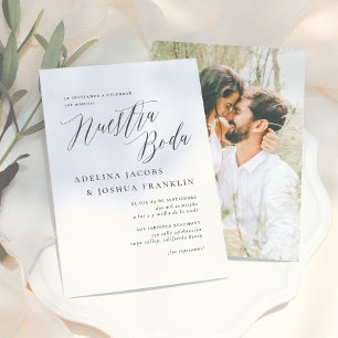 Nuestra Boda Caligrafía y Foto Invitación de Boda Invitation