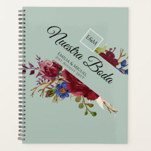 NUESTRA BODA de Flores Burdeos BURGUNDY Planner