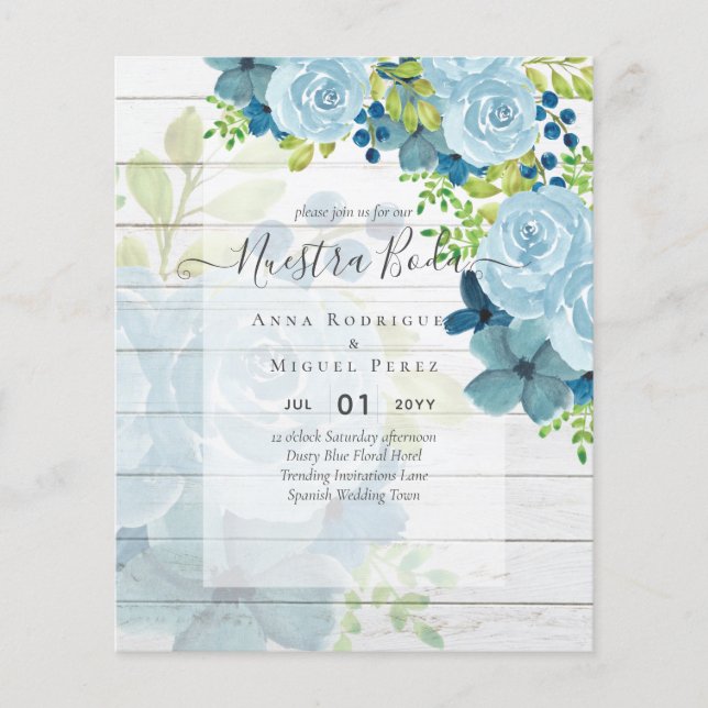 NUESTRA BODA Dusty Blue Floral BUDGET (Front)