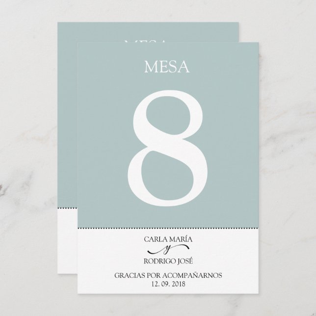 NUESTRA BODA Editable Spanish Table Number (Front/Back)