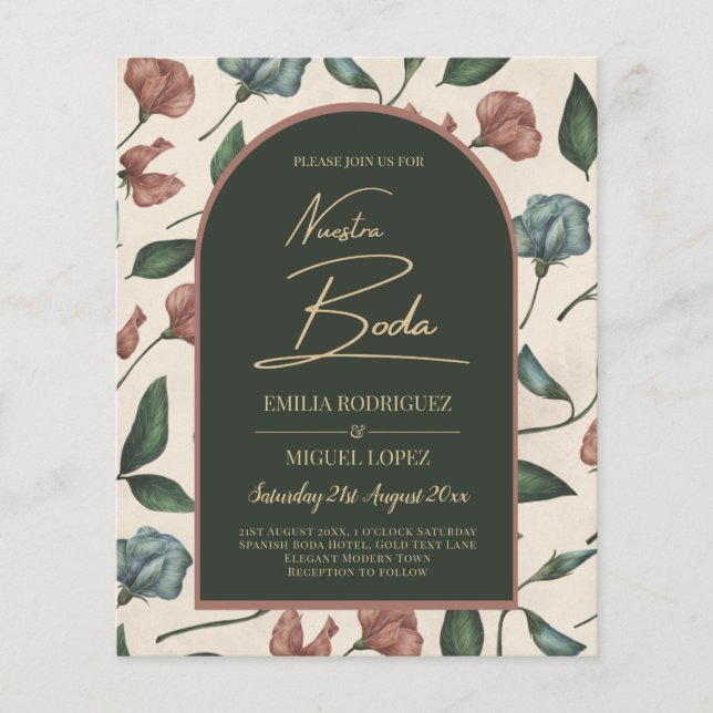 Nuestra Boda Emerald Green Terracotta Fall Invite Flyer (Front)