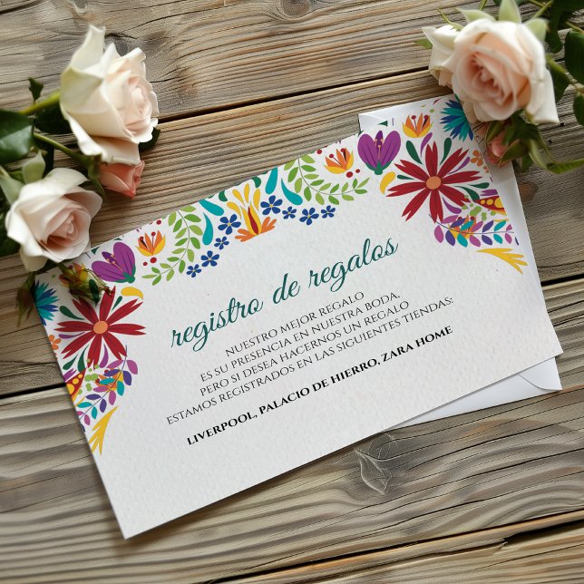 Nuestra Boda Flowers Botanical Spanish Wedding Enclosure Card (Nuestra Boda Flowers Botanical Spanish Wedding Enclosure Card)