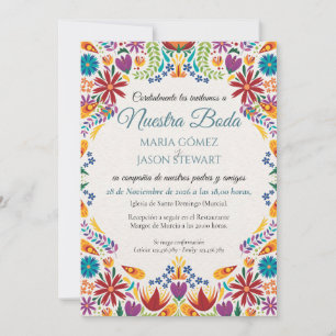 Nuestra Boda Flowers Botanical Spanish Wedding Invitation