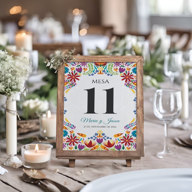 Nuestra Boda Flowers Botanical Spanish Wedding Table Number (Nuestra Boda Flowers Botanical Spanish Wedding Table Number)