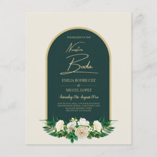 NUESTRA BODA Green Gold White Roses Winter INVITE