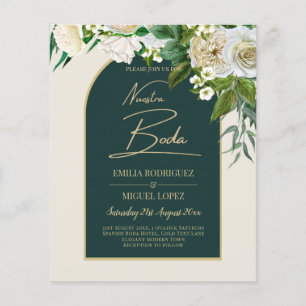 NUESTRA BODA Green Gold White Roses Winter INVITE Flyer