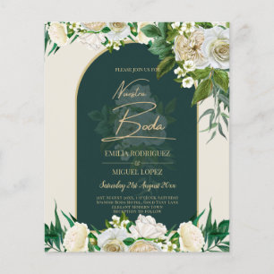 NUESTRA BODA Green Gold White Roses Winter INVITE Flyer