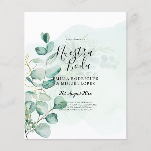 NUESTRA BODA Greenery Spanish WEDDING Invitation Flyer (Front)