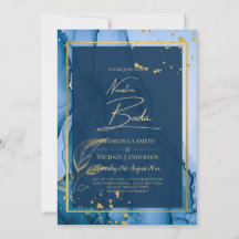 NUESTRA BODA Navy Blue Gold Ink Wedding INVITE