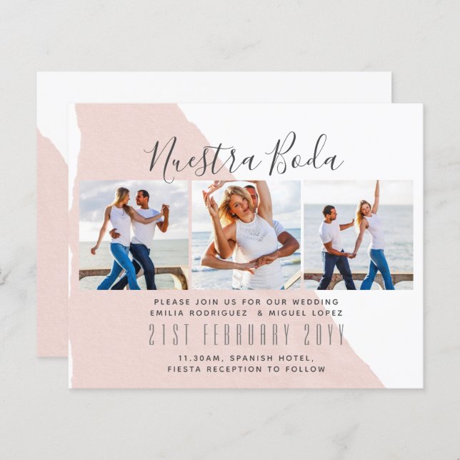 Nuestra Boda Photo Collage Wedding INVITE (Front/Back)