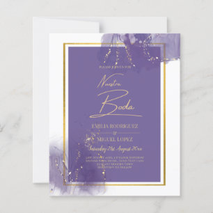 NUESTRA BODA PURPLE GOLD Wedding Lavender INVITE