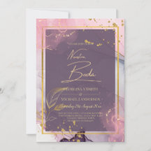 NUESTRA BODA Purple Pink Gold  Ink Wedding INVITE