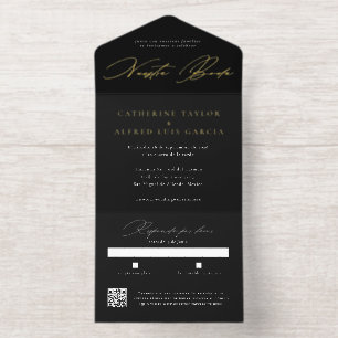 Nuestra Boda Spanish Language Black Script Wedding All In One Invitation