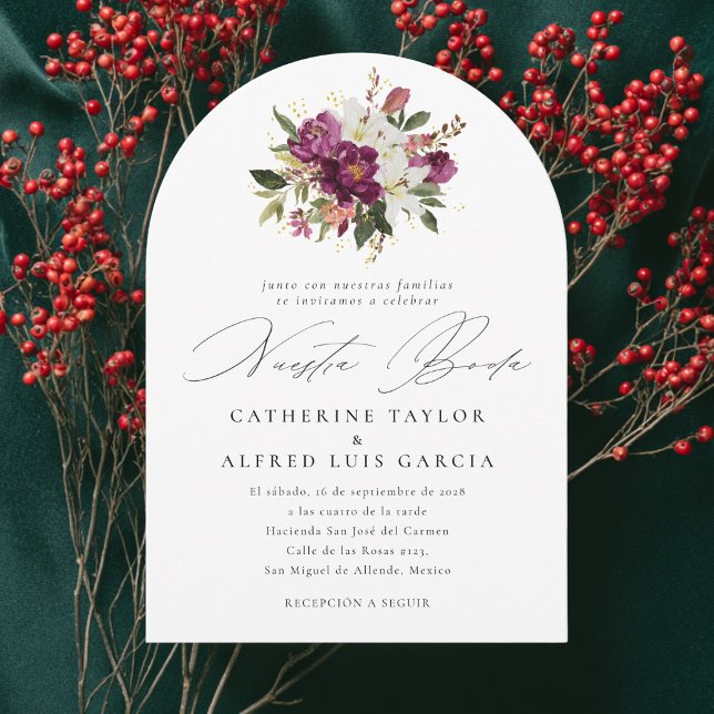 Nuestra Boda Spanish Language Black Script Wedding Invitation (Creator Uploaded)