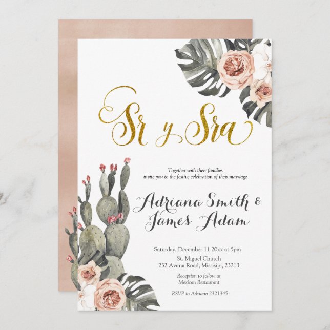Nuestra Boda Spanish Wedding Invitacion Invitation (Front/Back)