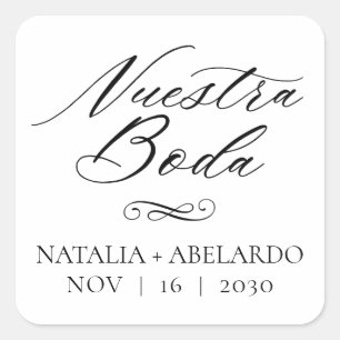 Nuestra Boda Square Wedding Stickers Spanish