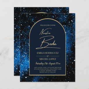 NUESTRA BODA Starry Night Navy Blue Gold INVITE