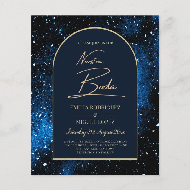 NUESTRA BODA Starry Night Navy Blue Gold INVITE Flyer (Front)
