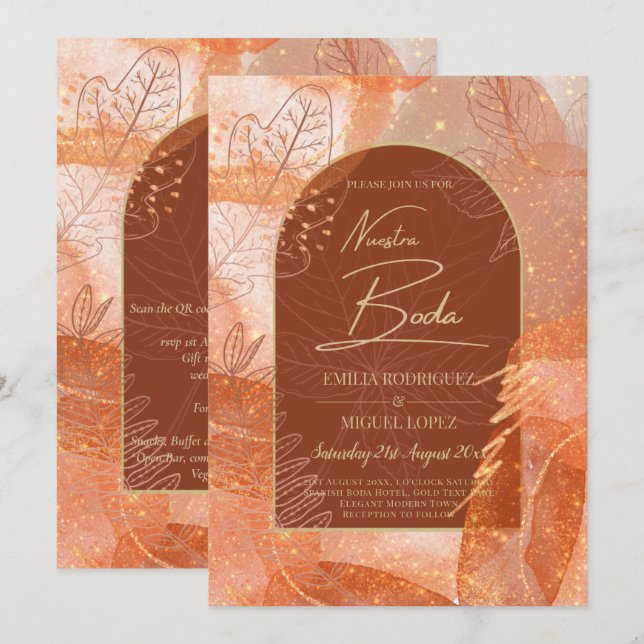 NUESTRA BODA Terracotta FALL Wedding Invite (Front/Back)