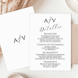 Nuestra Boda Wedding The Details Detalles Elegante Enclosure Card