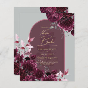 NUESTRA BODA Wine Red Roses INVITACIONS