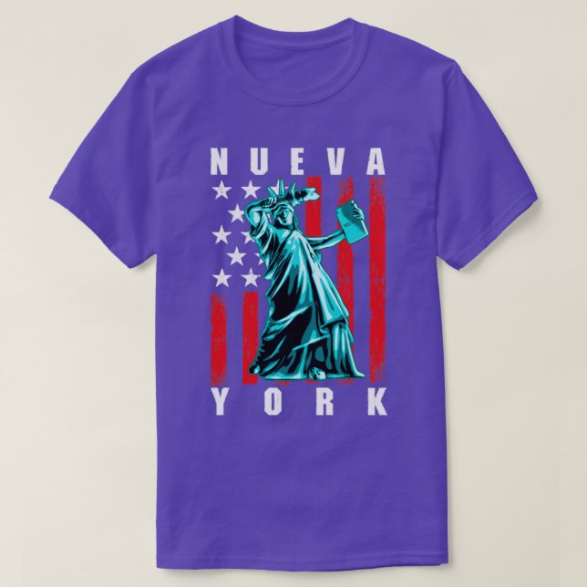 Nueva York Spanish Dabbing Statue Of Liberty Retro T-Shirt (Design Front)