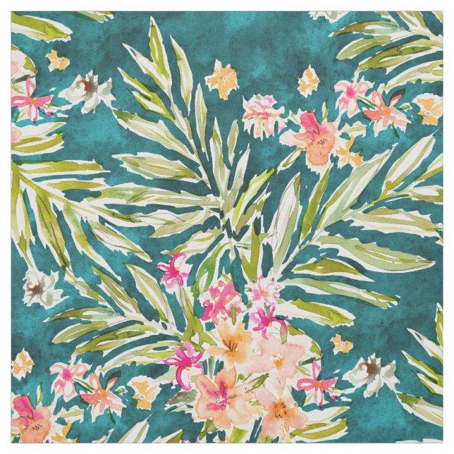 NUEVO VALLARTA Watercolor Tropical Floral Fabric (Swatch)