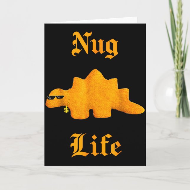 Nug Life Dinosaur Chicken Nugget Funny Retro  Card (Front)
