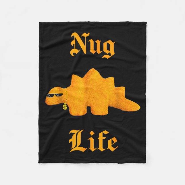 Nug Life Dinosaur Chicken Nugget Funny Retro  Fleece Blanket (Front)