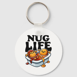 Nug Life Funny Chicken Nuggets In Bbq Sauce Cartoo Key Ring