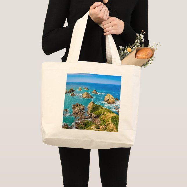 Nugget Point islets, New Zealand Large Tote Bag (Front (Product))