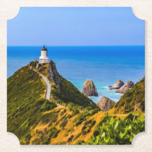 Nugget Point lighthouse, New Zealand Paper Coaster