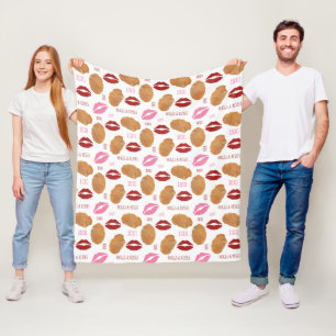 Nuggs & Kisses Lips Valentine's Pattern Fleece Blanket