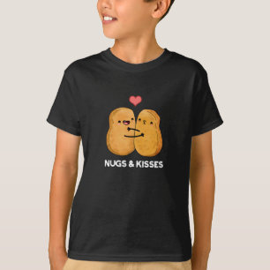 Nugs And Kisses Funny Chicken Nugget Pun Dark BG T-Shirt