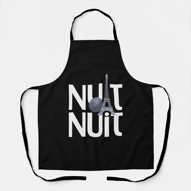 Nuit Nuit Basketball Night French Word Paris Tower Apron (Front)