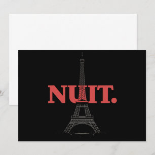 Nuit Nuit Night Night French Words Paris Tower  Invitation