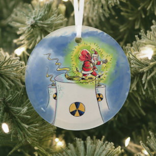 Nuked Santa Claus round glass ornament