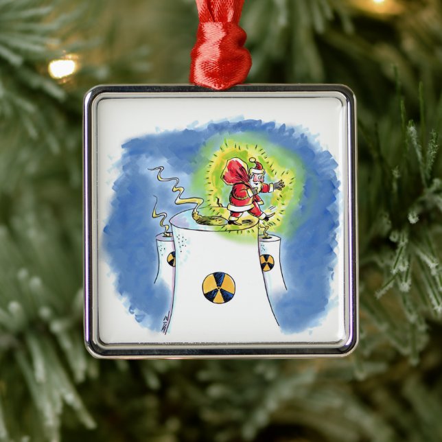 Nuked Santa Claus square premium ornament (Tree)