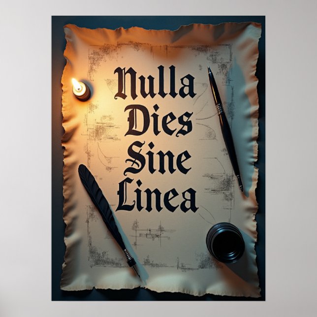 Nulla Dies Sine Linea Dark Academia Poster (Front)