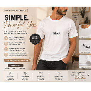 Numb Minimalist T-Shirt for Men Emotional Aesthe