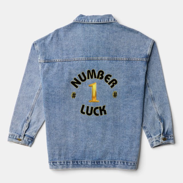 Number1 LUCK Quote with Black Yellow Text  Denim Jacket (Back)